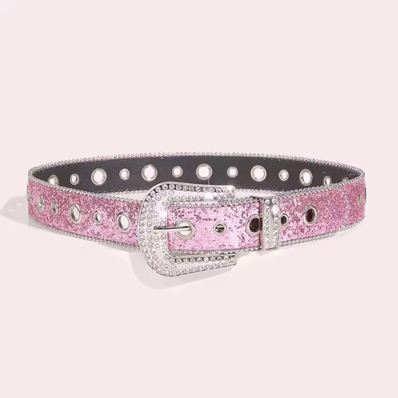 Pink Sequin Rhinestone Girly Glam Belt - Picture 1 of 4